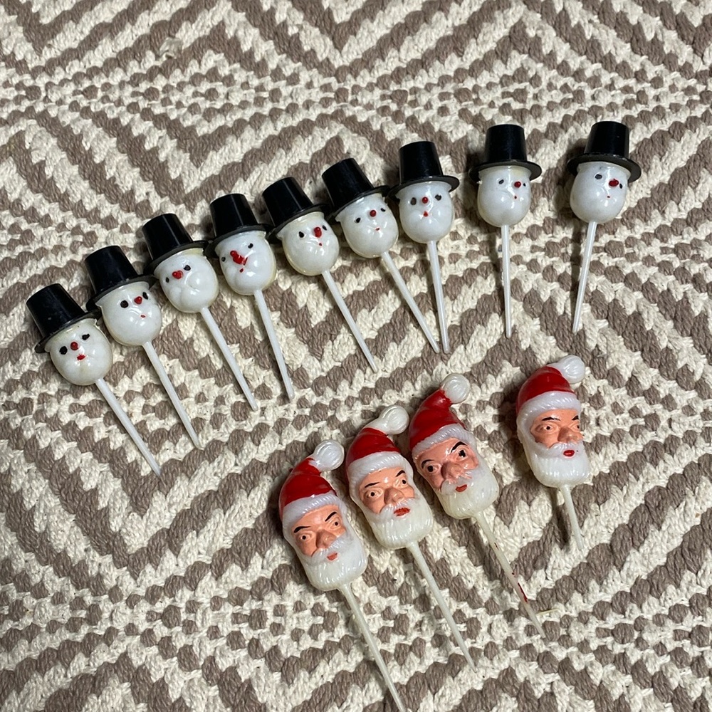 Vintage Christmas cupcake toppers pick’s cocktail